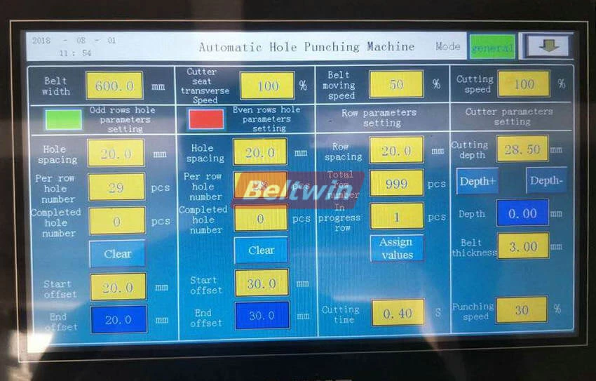 2000 mm breite Förderband-Perforiermaschine für PVC-PU-Gummiband