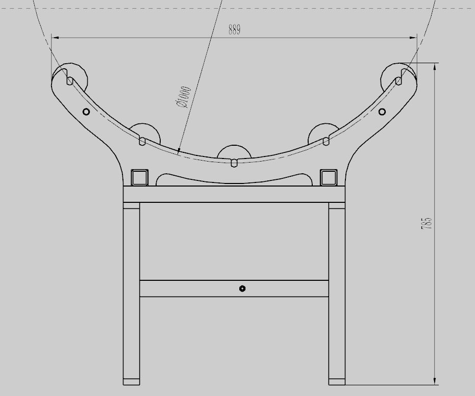 Gestell mit Rollen für Rollen aus PVC-PU-Förderbandmaterial