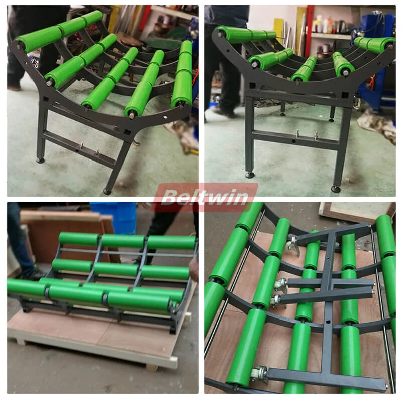 Gestell mit Rollen für Rollen aus PVC-PU-Förderbandmaterial