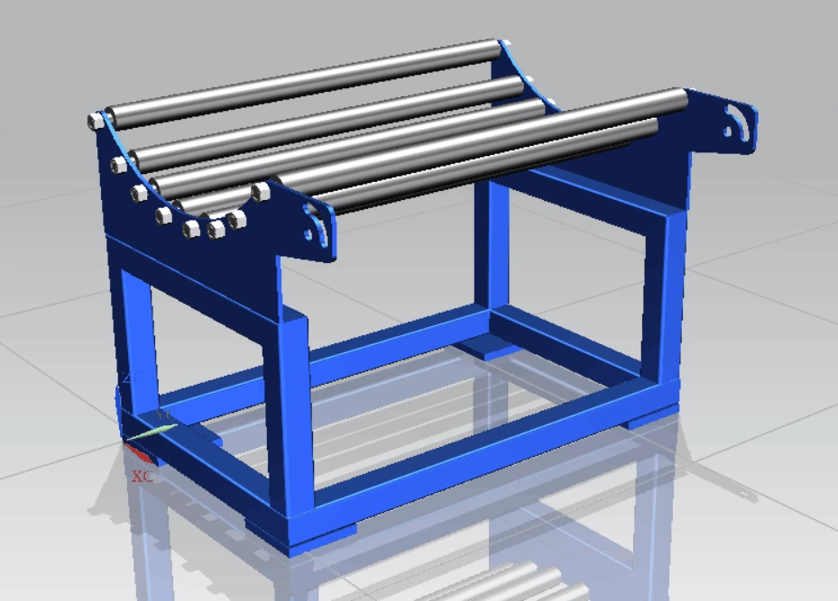Gestell mit Rollen für Rollen aus PVC-PU-Förderbandmaterial