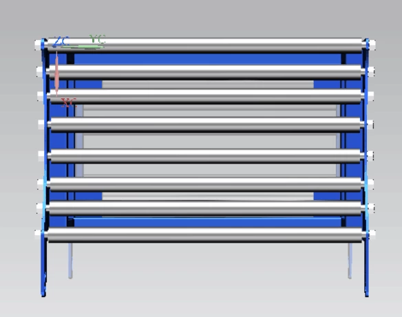 Gestell mit Rollen für Rollen aus PVC-PU-Förderbandmaterial