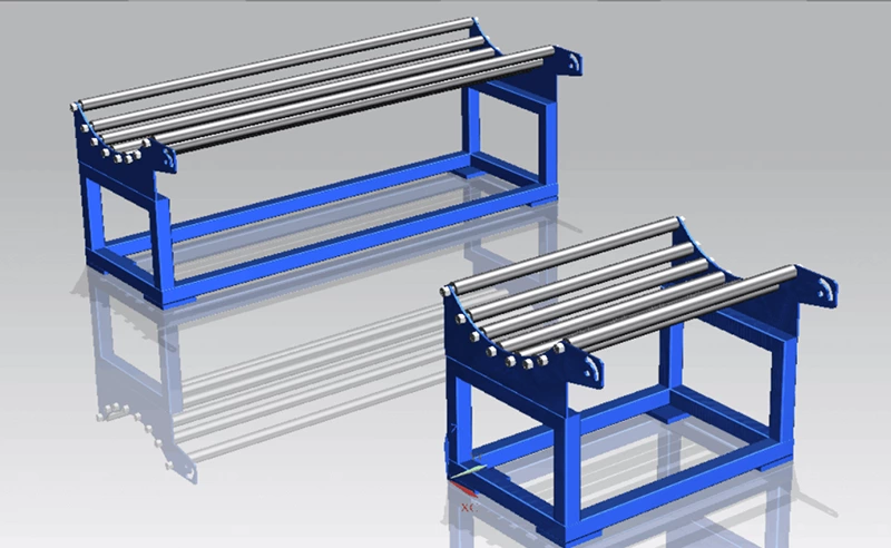 Gestell mit Rollen für Rollen aus PVC-PU-Förderbandmaterial