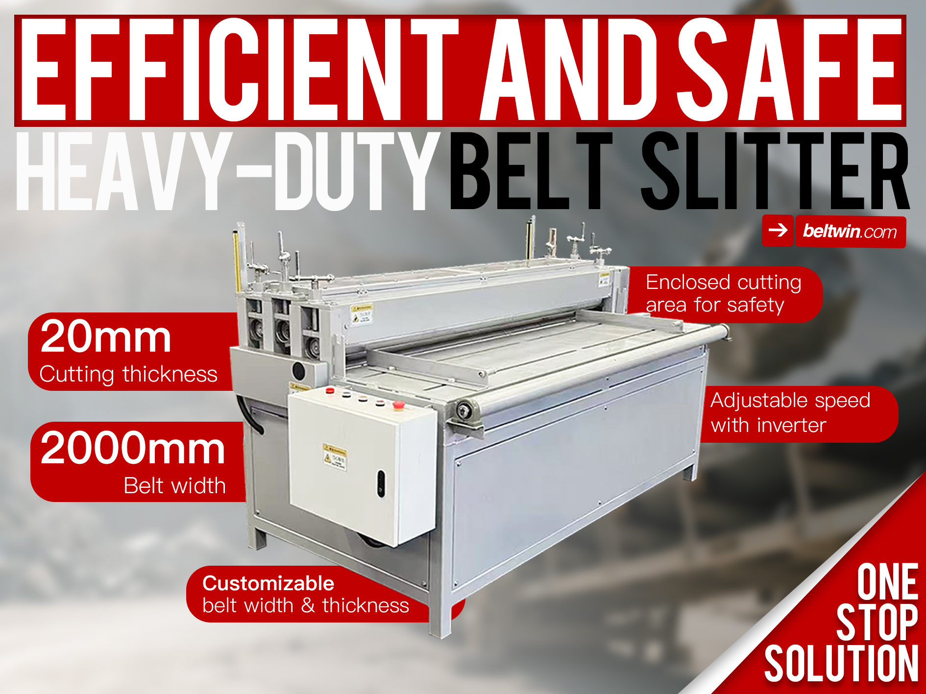 Beltwin Heavy Duty Gürtel Slitter 2000mm Gürtelbreite